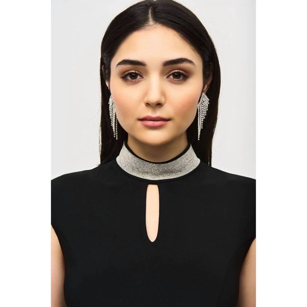 NEW JOSEPH RIBKOFF embellished choker collar sheath dress in black - Picture 5 of 5